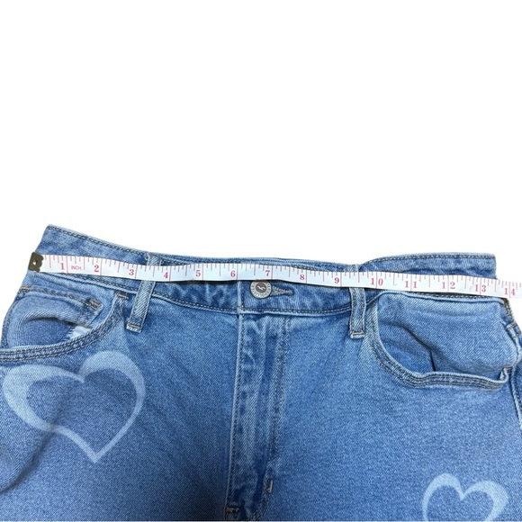 Hollister Ultra High Rise Dad Jeans Women’s 6/7 Blue Heart Print 28x29 - Picture 5 of 8